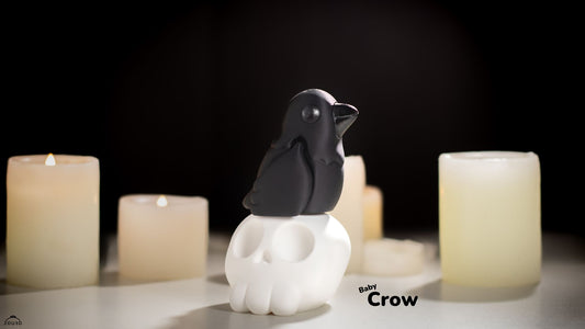 20-Pack Medium Size Articulating Baby Crow and Glow in the Dark Skull Set - Classroom Edition for Teachers